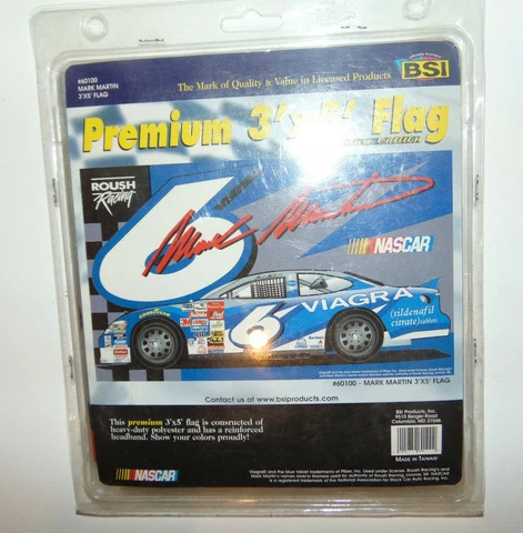 MARK MARTIN # 6 VIAGRA Nascar Signature Collection 3X5 Ft #60100 Flag NEW Sealed Cover