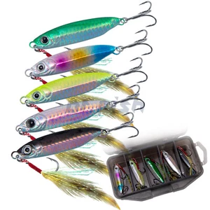 5 Pack Jigging Spoon Lures Casting Jigs Blade Bait Fishing Lure with Assist Hook - Bild 1 von 9