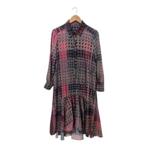 Women's Printed Dress Size 10 High Low Long Sleeves Tapestry Modest USA - Picture 1 of 4