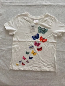 Hanna Andresson girls white Tshirt with butterflies NWT size 4 - Picture 1 of 4