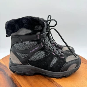 Merrell Boots Womens 8.5 Kiandra 200G Fleece Insulation Winter Snow Black Boot - Picture 1 of 12