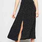 New Look Black White Spot Print Split Side Skirt Size Size 10