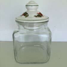 Pfaltzgraff Christmas Heritage Small Glassware Canister Treat Jar 7.25"