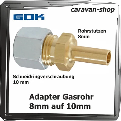 Gas Adapter Gasrohr 8 - 10mm Propan Flüssiggas Reduzierung Wohnmobil Caravan GOK