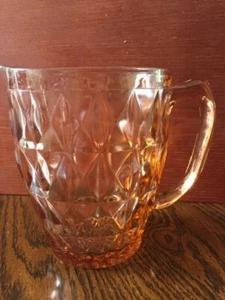 Pink Depression Glass Windsor Diamond Pitcher Jeannette Glass Co Vintage - Picture 1 of 12