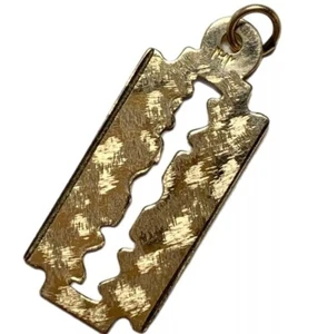 Vintage 14k Gold Razor Blade Pendant, 1980s, Disco Dust, Snow, 2.5 Grams - Picture 1 of 4
