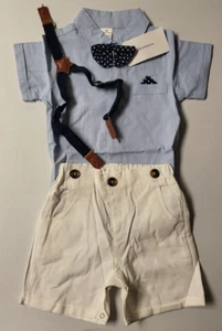 Boarnseorl Baby Boys Gentleman Outfit Set W/ Suspensers Bow tie 12-18 Months - Picture 1 of 9