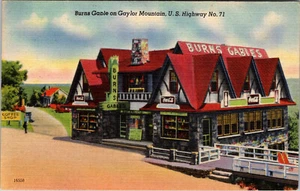 ARKANSAS ROADSIDE BURNS GABLES MT GAYLOR ROUTE 71 VINTAGE LINEN POSTCARD - Picture 1 of 2