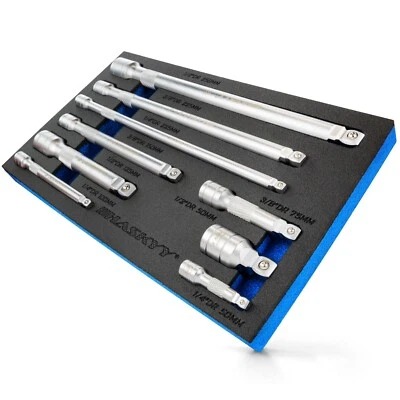 HASKYY Kipp Verlängerung Set 1/2" 3/8" 1/4" Steckschlüssel Ratsche Knarre mit Rändelung