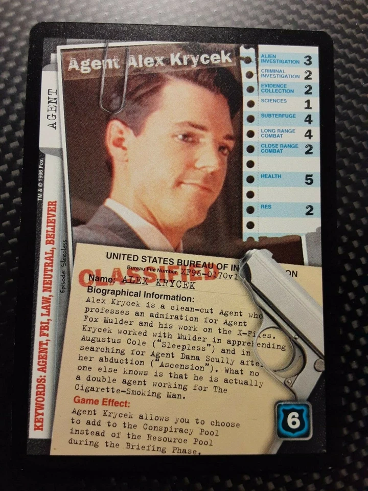 USPC The X-Files CCG - Premiere - MINT Agent Card # 170 AGENT ALEX KRYCEK - Image 1 of 1