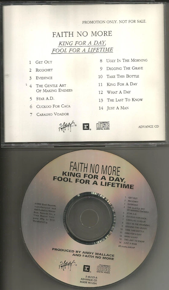 Mike Patton FAITH NO MORE King for A day ADVNCE w/DIFFERENT BACK ART PROMO DJ CD Foto 1 de 1