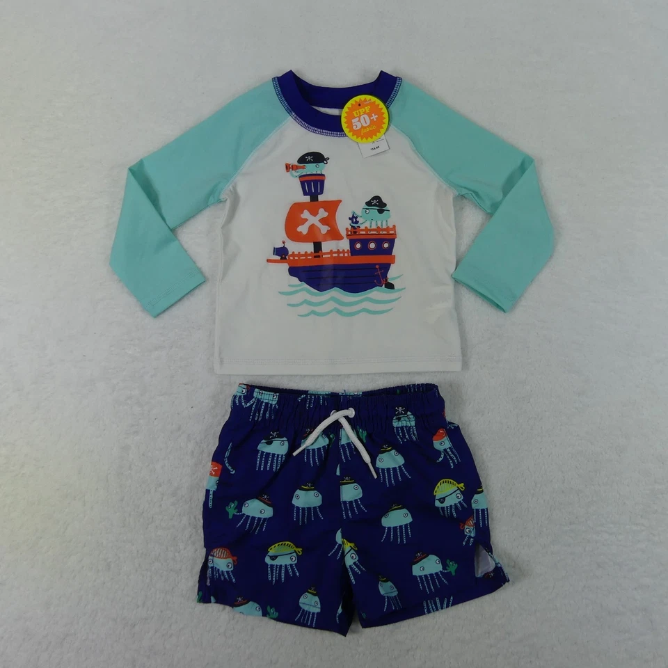 Traje de baño The Childrens Place niños pequeños 18 meses azul rashguard camisa baúles Foto 1 de 4