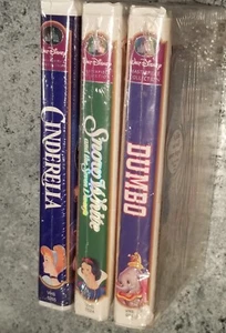 WALT DISNEHY VHS LOT MASTERPIECE DUMBO CINDERELLA SNOW WHITE NEW  - Picture 1 of 2