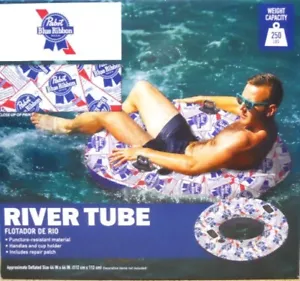 Pabst Blue Ribbon Logo River Tube Inflatable Pool Raft Water Float New In Box! - Picture 1 of 4