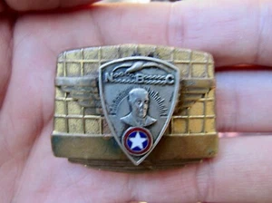 Vintage NBC RADIO Gürtelschnalle 1940er Möwe RCA Flügel Kette STERN Messing selten sehr guter Zustand + - Bild 1 von 4