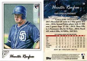 2017 Topps Gallery Rookie Baseball Card HUNTER RENFROE RC 56 SAN DIEGO PADRES