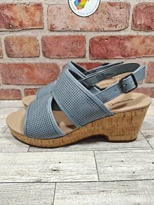 Baretraps ABIA Blue Wedge Sandals Women's Size 9 Wide New With Tags - Picture 1 of 9
