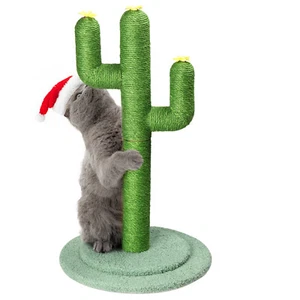 26in Cactus Cat Scratching Post, Cat Scratcher with Sisal Posts & Flower Toppers - Picture 1 of 11