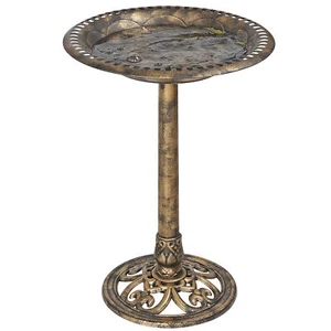 28" Height Pedestal Bird Bath Outdoor Garden Decor Vintage Yard Birdbath Bronze - Picture 1 of 24