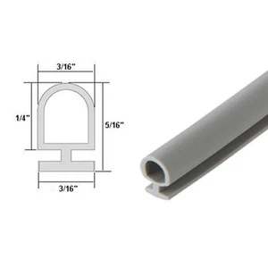 Gray Bulb Type Weatherstrip, 3/16" Width, 3/16" Backing - 20 Ft. - Picture 1 of 1