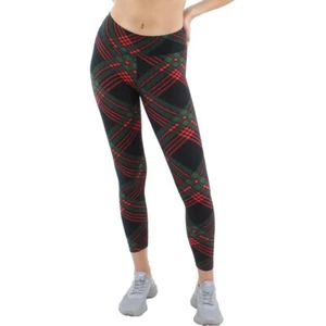 PLANET GOLD Holiday Plaid Leggings Juniors S Black Beauty Elastic Waist Pull On - Picture 1 of 9