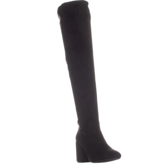 Bar III Womens Gabrie Fabric Almond Toe Knee High Fashion BOOTS Black Size