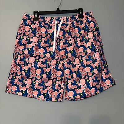 NWOT Southern Proper Swim Trunks Blue Shorts Mesh Liner Citrus Fruit Men's Large - Image 1 of 4