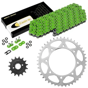 Green O-Ring Drive Chain & Sprocket Kit for Kawasaki KLR650 KL650 1990-2016 - Picture 1 of 7