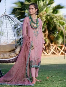 Traje de césped bordado para dama con Dupatta de gasa - Imagen 1 de 8