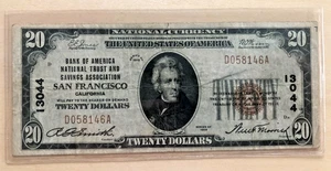 1929 Bank of America National Bank San Francisco, CA $20 type 1 charter 13044 - Picture 1 of 2