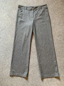 Next Signature Wide Leg Trousers Wool Blend Grey UK 12 - Picture 1 of 12