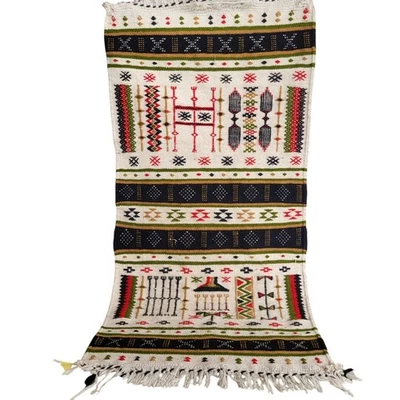 Rare Vintage Berber Wool Rug Handwoven in Ghardaïa, M'zab Valley Tribal Carpet - Image 1 of 4