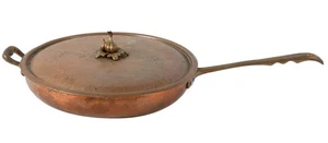 Große Cu Artigiana handgehämmerte Kupferpfanne mit Deckel - Bild 1 von 5