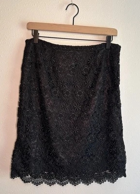 Black Lace Skirt Size 6 Knee Length Floral Whimsigoth Dark Romantic Victorian - Image 1 of 4