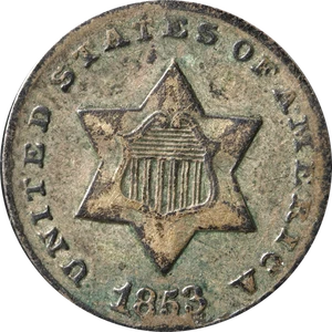 1853 Three (3) Cent Silver GREAT DEALS EXECUTIVE COIN - Picture 1 of 2