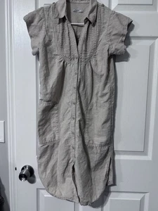 Gap Denim Mini Shirt Dress in Khaki Button Down Size XS Casual Women’s Juniors - Picture 1 of 4
