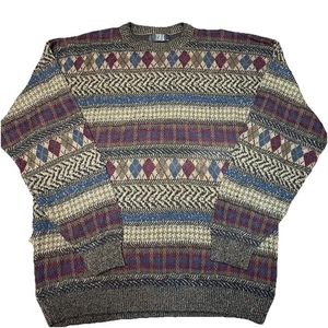 Vtg 90s TSR Multicolor Unique Pattern Knit Sweater Men’s Sz 2XL *Made In 🇺🇸* - Picture 1 of 4