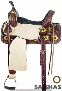 Juego completo de silla de montar Western Barrel de cuero para caballo. Tamaño-10"-18" pulgadas - Imagen 1 de 12
