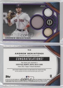 2021 Topps Tribute Tribute Triple Relics Purple /50 Andrew Benintendi #TTR-AB