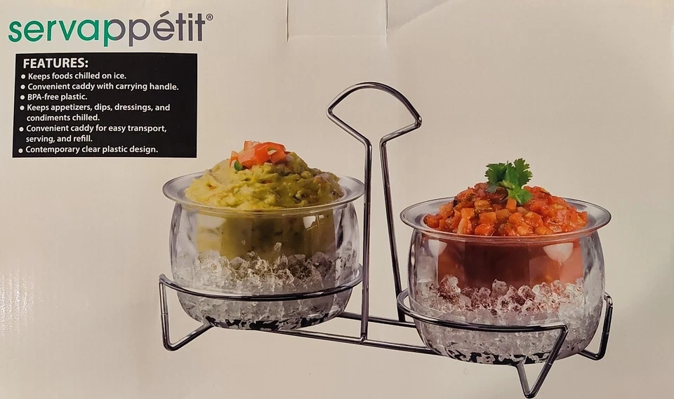 Double Acrylic Chiller on ice chilled serving bowls Stainless Steel Carrier New! - Image 1 of 1
