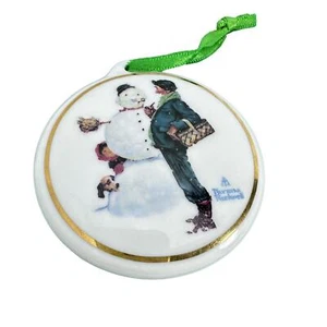Norman Rockwell "Snow Sculpturing" Porcelain Christmas Ornament Decor - Picture 1 of 6