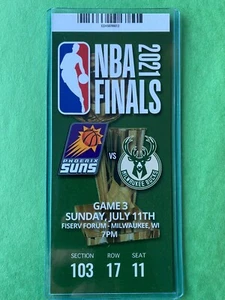 2021 NBA FINALS Replica Ticket Stub Phoenix Suns @ Milwaukee Bucks GAME 3 - Picture 1 of 2