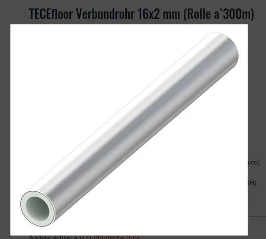 TECEfloor Al/PE-RT Rohr 16 x 2, 300 m SLQ, Al-Verb.Rohr, 6 bar, max 60 Grad C - Bild 1 von 1