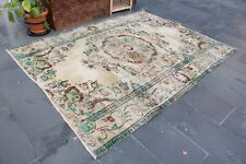 Area rug, Rustic decor, Vintage rug, Turkish kitchen rug, 5.8 x 7.5 ft MBZ1856