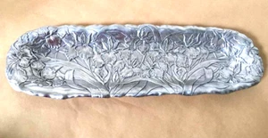 "Placa de bandeja oblonga floral flor ARTHUR COURT 1989 IRIS 18,5"" x6" - Imagen 1 de 5