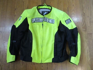 Speed & Strength Trial Fire Mens Textile/Mesh Motorcycle Jacket Black/Hi-Vis XL - Foto 1 di 5