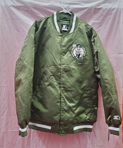 Boston Celtics NBA Starter Black Label GIII Satin Full Snap Jacket Green - Picture 1 of 7