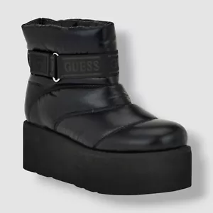 GUESS Womens Black Jilona Platform Quilted Puffer Booties Shoe Size 6.5 - Picture 1 of 7
