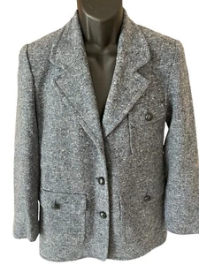 L.L. Chaqueta para mujer Bean mezcla de lana Petite 8 gris jaspeado forrada hecha en EE. UU. De colección - Imagen 1 de 12