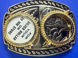 Dual Two Space Black Coin Collectors Belt Buckle for 39mm Morgan Silver Dollar - Picture 1 of 17